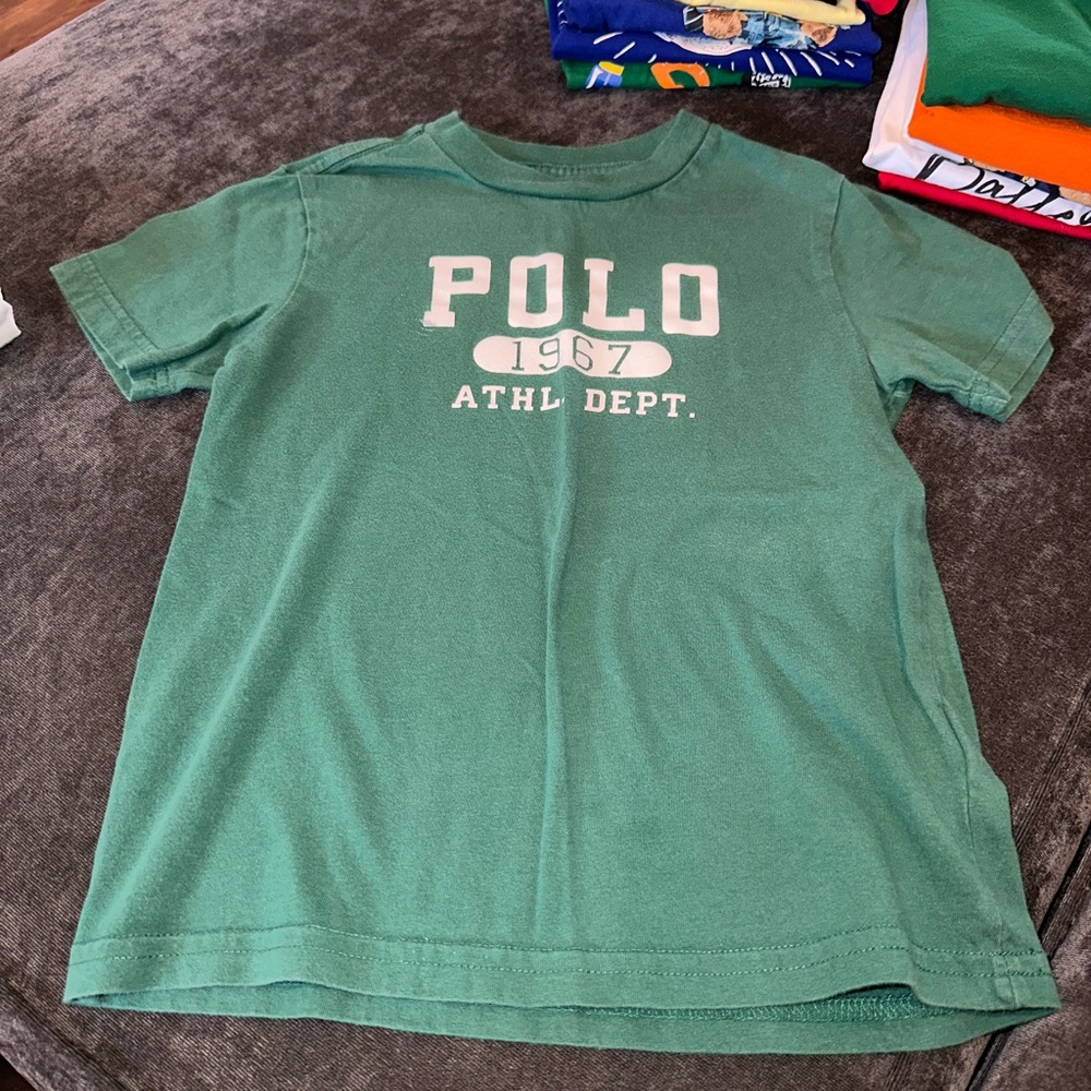 Green polo Ralph lauren white spell out t shirt